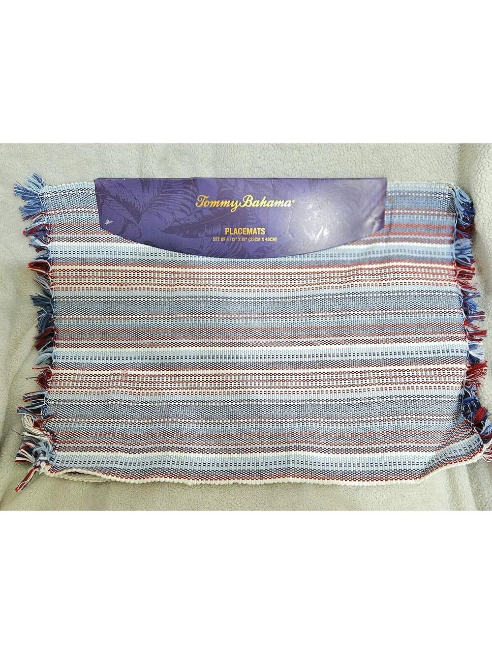 NWT 4 TOMMY BAHAMA Americana PATRIOTIC Fringed PLACEMATS